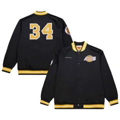 ミッチェルネス メンズ アウター ジャケット・ブルゾン サテン Mens Mitchell Nesshaquille ONeal Black Los Angeles Lakers NBA Legendのサムネイル