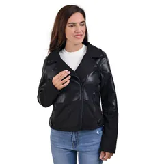 リー レディース アウター ジャケット・ブルゾン レザー フェイクレザー Womens Lee Faux Leather Paneling Biker Jacket Black ブラックのサムネイル