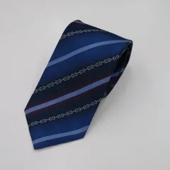 25MS0153 新品同様 グッチ GUCCI シルク100% ネクタイ ネイビー系 イタリア製