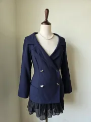 ネイビー ハートボタン ダブルブレスト ジャケット