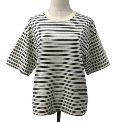 ギャルリーヴィー GALERIE VIE トゥモローランド カットソー Tシャツ クルーネック ボーダー 半袖 S 白 黒 ホワイト ブラック