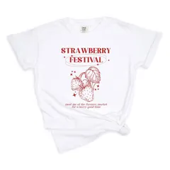 Simply Sage Market レディース トップス Tシャツ Simply Sage Market Strawberry Festival Garment Dyed Tees White ホワのサムネイル