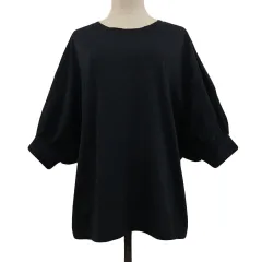 アーバンリサーチ サニーレーベル URBAN RESEARCH Sonny Label カットソー Tシャツ クルーネック 無地 ボリュームスリーブ 五分袖 Free 黒 ブラック