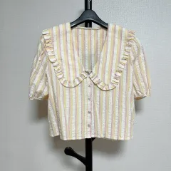 クロップド フリル ビック襟 ブラウス