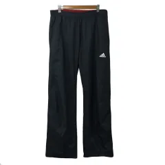 アディダス adidas パンツ ウインド スポーツウェア ストレート ロング ドロスト ウエストゴム プリント ロゴ M 黒 グレー ブラック