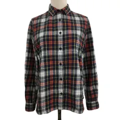 マカフィー MACPHEE トゥモローランド シャツ ブラウス ネルシャツ スタンダード チェック 長袖 40 紺 赤 ネイビー レッド