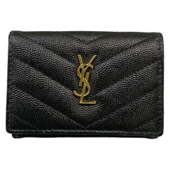 SAINT LAURENT PARIS(サンローランパリ) 3つ折り財布 モノグラム オリガミタイニー ウォレット 668274 黒 レザー