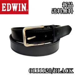 【EDWIN 35mmダブルステッチベルト】 111128 ブラック カウレザー 本革 エドウィン ストリート アメカジ カジュアル シンプル 定番 日本製 ユニセックス 男女兼用 メンズ レディース 新品 正規品 送料無料のサムネイル
