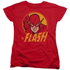 アニメキャラクター レディース トップス Tシャツ Licensed Character Dcomics Flash Circle Short Sleeve Womens Tshirt Red レッド