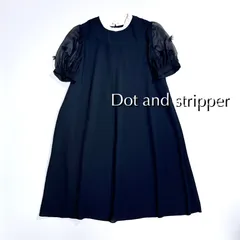 kW96 Dot and Striper フリル襟 立体 3D 花 パフスリーブ ワンピース ドレス ゆったり 取り外し可能 CHILD WOMAN チャイルドウーマン ブラック 黒 ドットアンドストリッパーのサムネイル