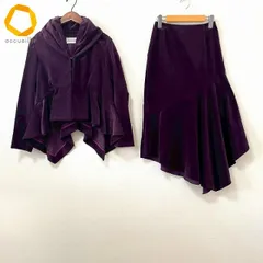 #wnc ロメオジリ ROMEO GIGLI スカートスーツ セットアップ 38 ワインレッド フード スワローテイル 変形 ベロア調 レディース [895720]