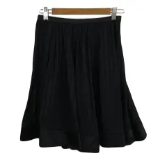 エポカ EPOCA スカート フレア ギャザー ミニ シルク ストライプ 38 黒 ブラック