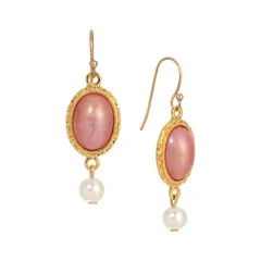 1928 レディース アクセサリー ピアス・イヤリング 1928 GoldTone Oval Simulated Pearl Bead Wirearrings Pink ピンク