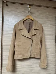 スウェード ライダースジャケット ベージュ