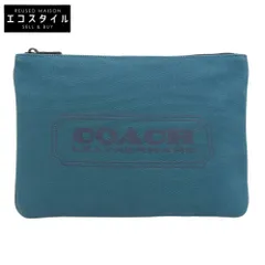 COACH コーチ キャンバス ロゴプリント クラッチバッグ メンズ グリーン C7948G