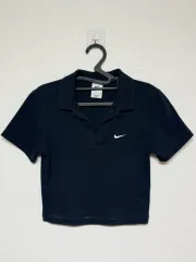 ナイキ クロップド カラーTシャツ S ブラック