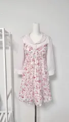 日本ヴィンテージ 必須アイテム ピンク フラワー レース ミニワンピース ONE PIECE セット