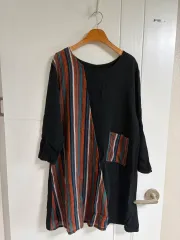 (日本 ヴィンテージ)ONE PIECE 長袖 カジュアル ラウンド コットン 麻 基本 デイリー