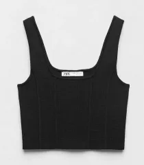 ザラ ブラック ニット クロップドトップス S