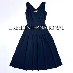 kW46 GREED INTERNATIONAL カシュクール ティアード ロングワンピース フリル フレア Vネック ボタン ブラック 黒 グリードインターナショナルのサムネイル