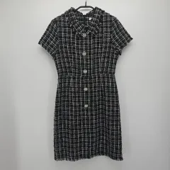 ツイード半袖ONE PIECE ブラック S C30189