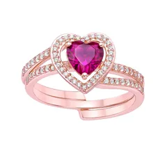 Gemminded レディース アクセサリー リング Gemminded 2 Micron 18k Rose Gold Plated Sterling Silver LabCreated Ruby LabCreated White Sapphire Ring