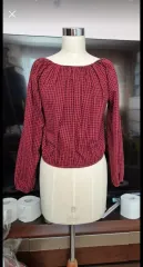 レッド CHECK ブラウス