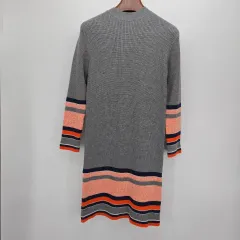 グレー ストライプ ニット ロング ONE PIECE C30042