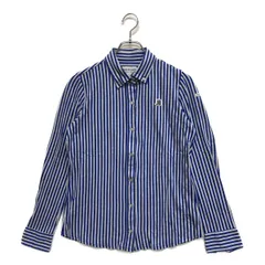 中古 レディース ジャックバニー Jack Bunny!! 長袖ポロシャツ 2(L) 青×白 ブルー×ホワイト ストライプ柄