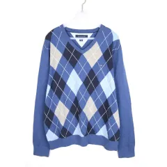 トミーヒルフィガー Vネック ニット メンズL コットン セーター NG11753