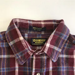 80s アメリカ製 OshKosh B'Gosh オシュコシュ ビゴッシュ シャツ USA RED レッド フランネルシャツ チェック柄 長袖 古着のサムネイル