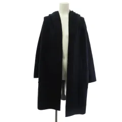 セオリーリュクス theory luxe フーデッド カーディガン ロング ウール ネイビー グレー 38 