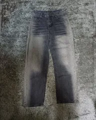 N Z ブラックデニム ウォッシュ デニム ワイド ストレート フィット レディース L 77