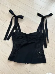 ZARA ザラ ブラック 蝶 刺繍 コルセット トップス XS