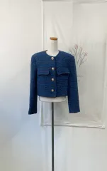 ZARA(ザラ) ブルー ツイード クロップド ジャケット