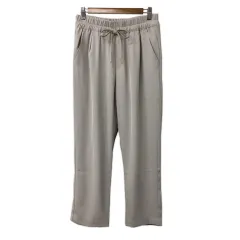 シューラルー SHOO・LA・RUE パンツ テーパード ロング タック ウエストゴム イージー 無地 M ベージュ