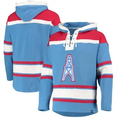 フォーティセブンブランド メンズ アウター パーカー・スウェット Vネック レース 47 Brand Mens 47 Powder BlueRed Houston Oilers Lacer VNeck Pullover Hoodie Nflight ブルーのサムネイル