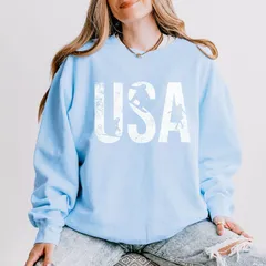 Simply Sage Market レディース アウター パーカー・スウェット シャツ Simply Sage Market USA Winter Sports Distressed Womens Lightweight Garment Dyed Sweat