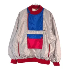 90年代 イタリア製 ellesse エレッセ ハーフジップ プルオーバージャケット ユーロ シルバー(メンズ F44)中古 古着 X6493のサムネイル