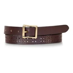 エディー バウアー レディース アクセサリー ベルト レザー Womens Eddie Bauer 1in Perforated Pattern Leather Belt Brown ブラウンのサムネイル