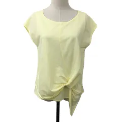 アーバンリサーチ URBAN RESEARCH カットソー プルオーバー ラウンドネック 無地 レイヤード風 フレンチスリーブ 半袖 FREE 黄 イエロー