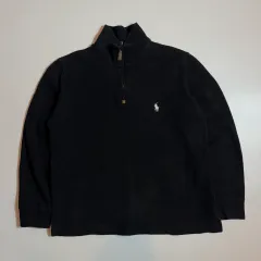 ポロラルフローレン ブラック ハーフジップアップ スウェット