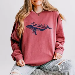 Simply Sage Market レディース アウター パーカー・スウェット シャツ Simply Sage Market All Is Whale Sketched Womens Lightweight Garment Dyed Sweatshirt C