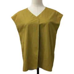 アーバンリサーチ ドアーズ URBAN RESEARCH DOORS ブラウス シャツ プルオーバー Vネック バックリボン 無地 タック フレンチスリーブ 半袖 one 黄 イエロー