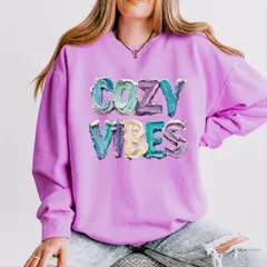 Simply Sage Market レディース アウター パーカー・スウェット プリント シャツ Simply Sage Market Cozy Vibes Winter Paint Print Womens Lightweight Garment Dyed