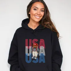Simply Sage Market レディース アウター パーカー・スウェット グラフィック Simply Sage Market USA Stacked Bear Suspenders Womens Graphic Hoodie Midnight