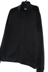 (L-XL) PUMA プーマ ジップアップ ウィンドブレーカー アウター ジャケット ジャージ ツアーベルベット ブラック レア -17148