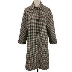 ユニクロ UNIQLO JW ANDERSON コート ステンカラー シングル ロング チェック 長袖 S 茶 エンジ ブラウン