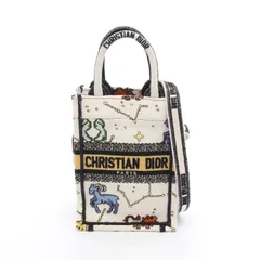 ディオール Dior ハンドバッグ BOOK TOTE ブックトート ミニ ホワイト/マルチ キャンバス ブックトート ミニ バーティカルバッグ レディース Used A