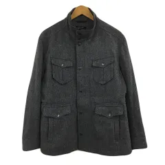エムケーミッシェルクランオム MK MICHEL KLEIN HOMME ジャケット 中綿 ジップアップ ドロスト ヘリンボーン ウール 長袖 51 グレー 黒 ブラックのサムネイル